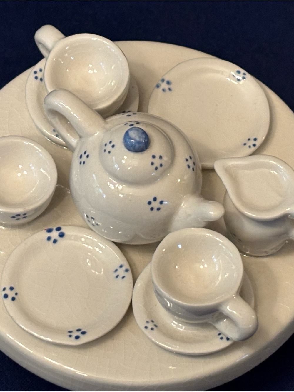 White Ceramic Teapot with Mini Tea Set Accent - Decorative Home Accent - Picture 4 of 4